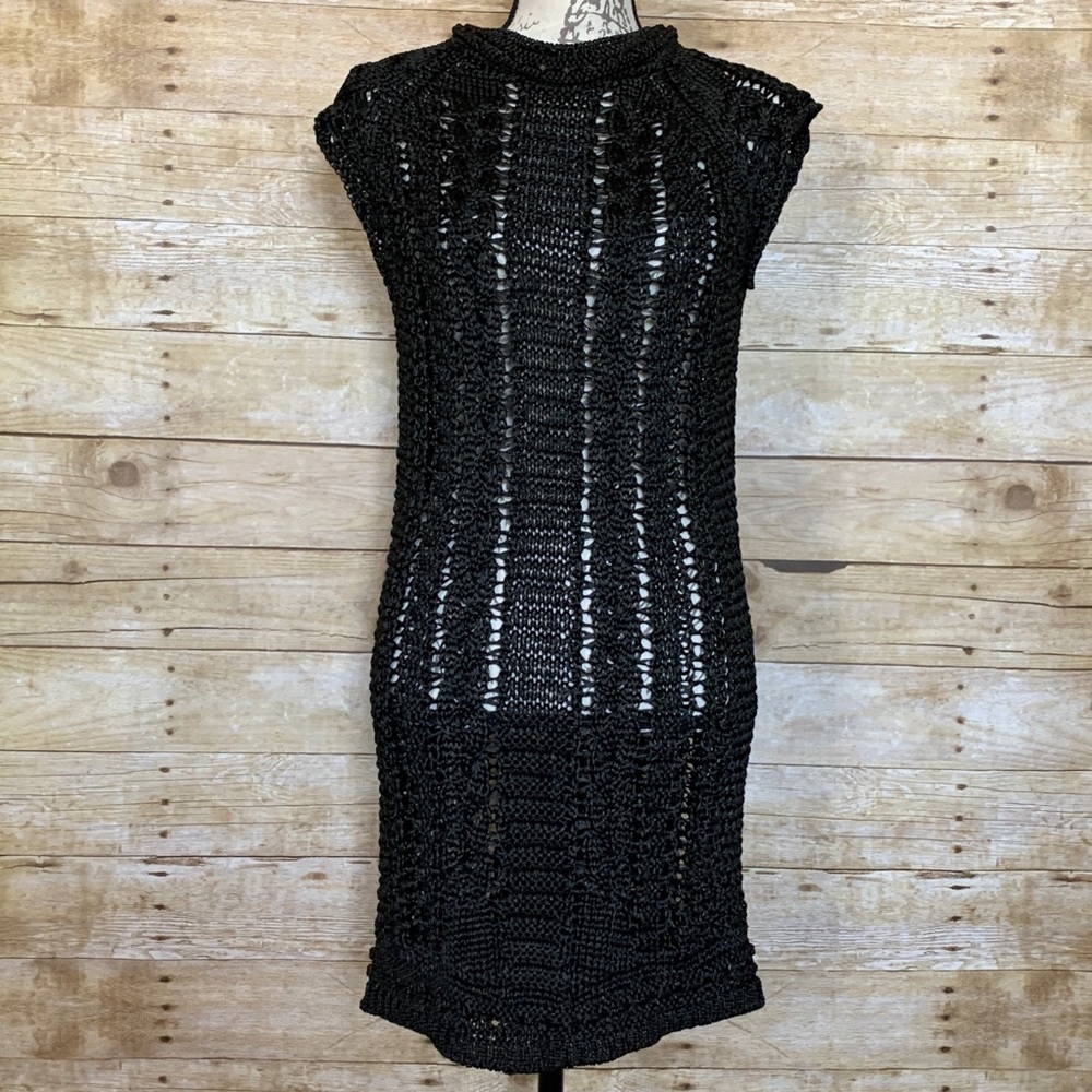 See by Chloé Cable Knit Sweater Dress Black Bronze Metallic  Size 4 - Picture 3 of 7